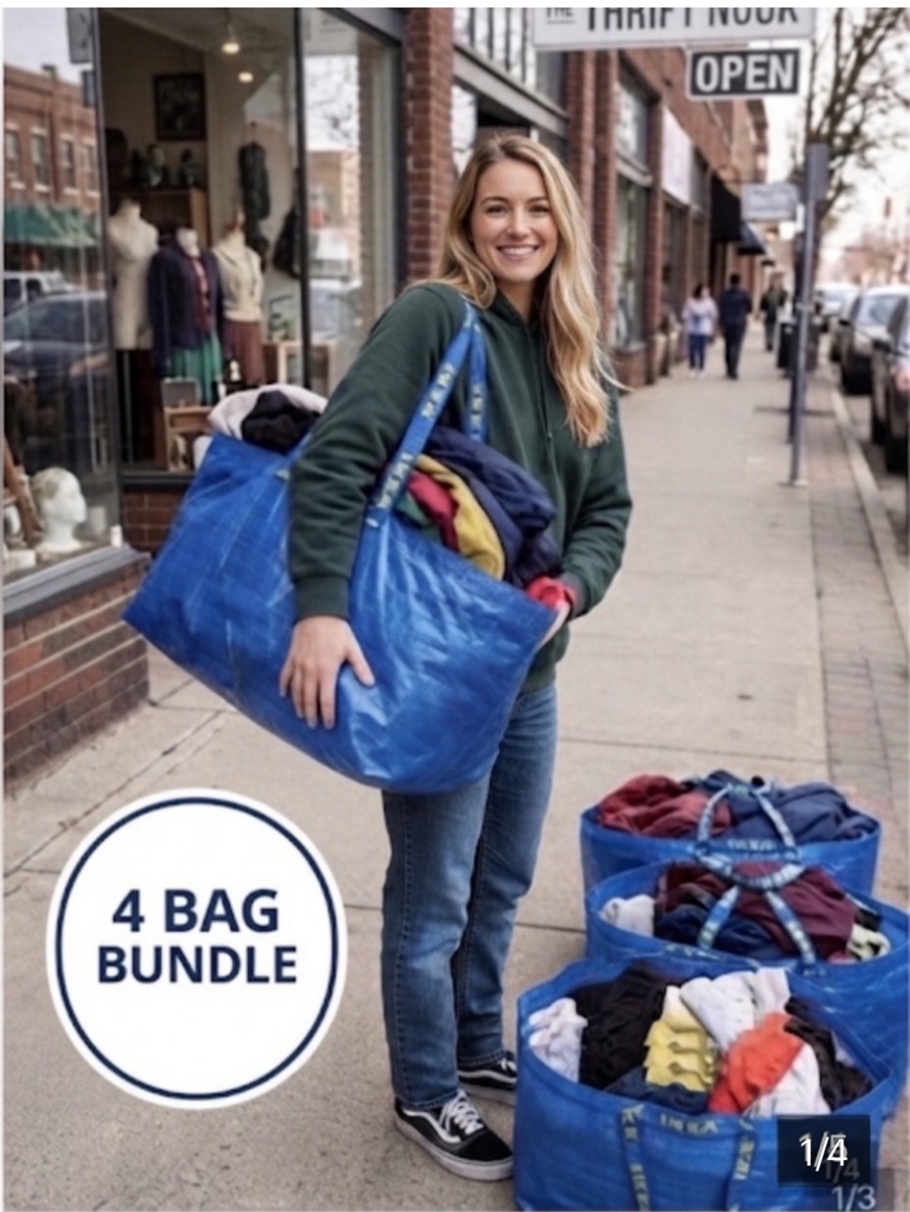 IKEA Frakta Bags, Big Blue Bags, 4 bags included New